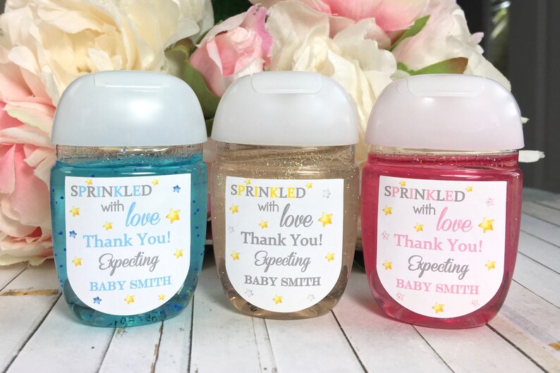 Baby sprinkle favor label hand sanitizer label Sprinkled with love baby shower favor Twinkle Twinkle Little Star Baby Shower favor