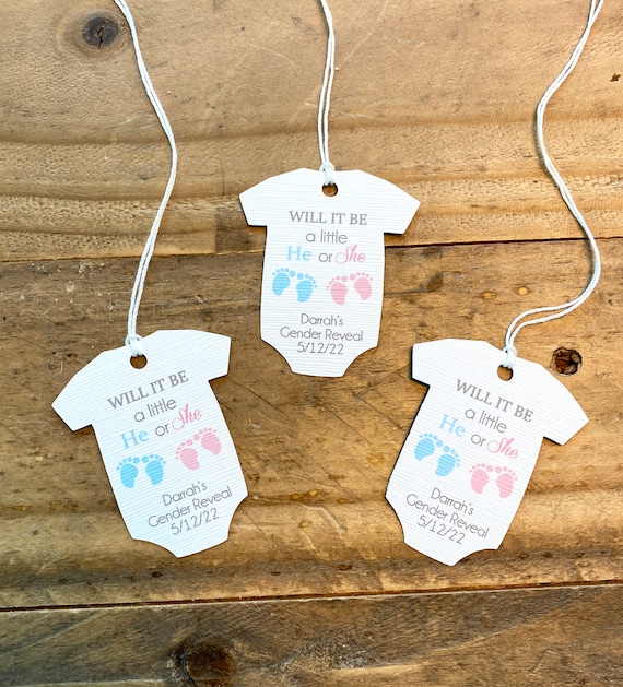 Baby Shower Tags Editable Gender Reveal Party Favors Merci Cadeau