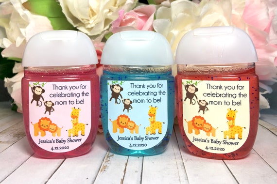 Safari baby shower favor label, Jungle baby shower favor label, hand sanitizer favor label, hand sanitizer label, Monkey baby shower Il_570xn