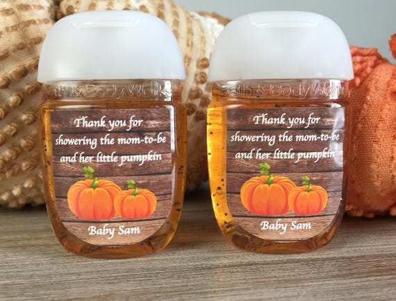 Little pumpkin baby shower favor labels, Autumn baby shower, Fall baby shower labels, Rustic baby shower sticker, hand sanitizer labels Il_570xn