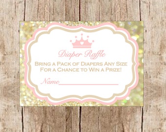 Princess diaper raffle ticket & Sign, Instant download, Printable  Raffle Tickets, Pink and gold diaper raffle ticket, Princess Baby Shower