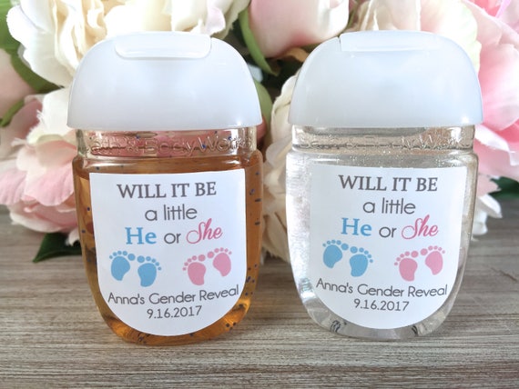 Gender reveal party favor labels, Gender reveal ideas, hand sanitizer label, hand sanitizer favor label, baby shower favor labels Il_570xn