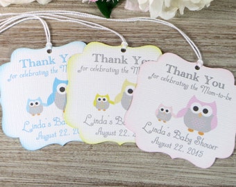 Owl Baby shower favor tags, Owl favor tags, girl baby shower thank you tag, Thank you for celebrating tag, baby shower gift tag