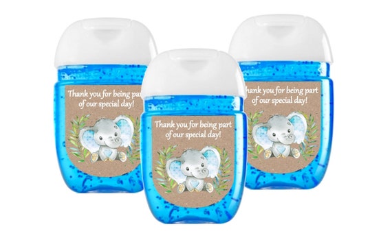 Elephant baby shower favor labels, hand sanitizer labels, boy baby shower favor, digital download, hand sanitizer favor label, little peanut Il_570xn