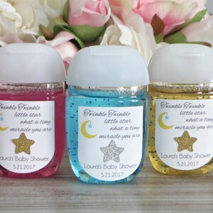 Twinkle Twinkle Little Star baby shower hand sanitizer favor label, Twinkle twinkle little star first birthday hand sanitizer label image 4