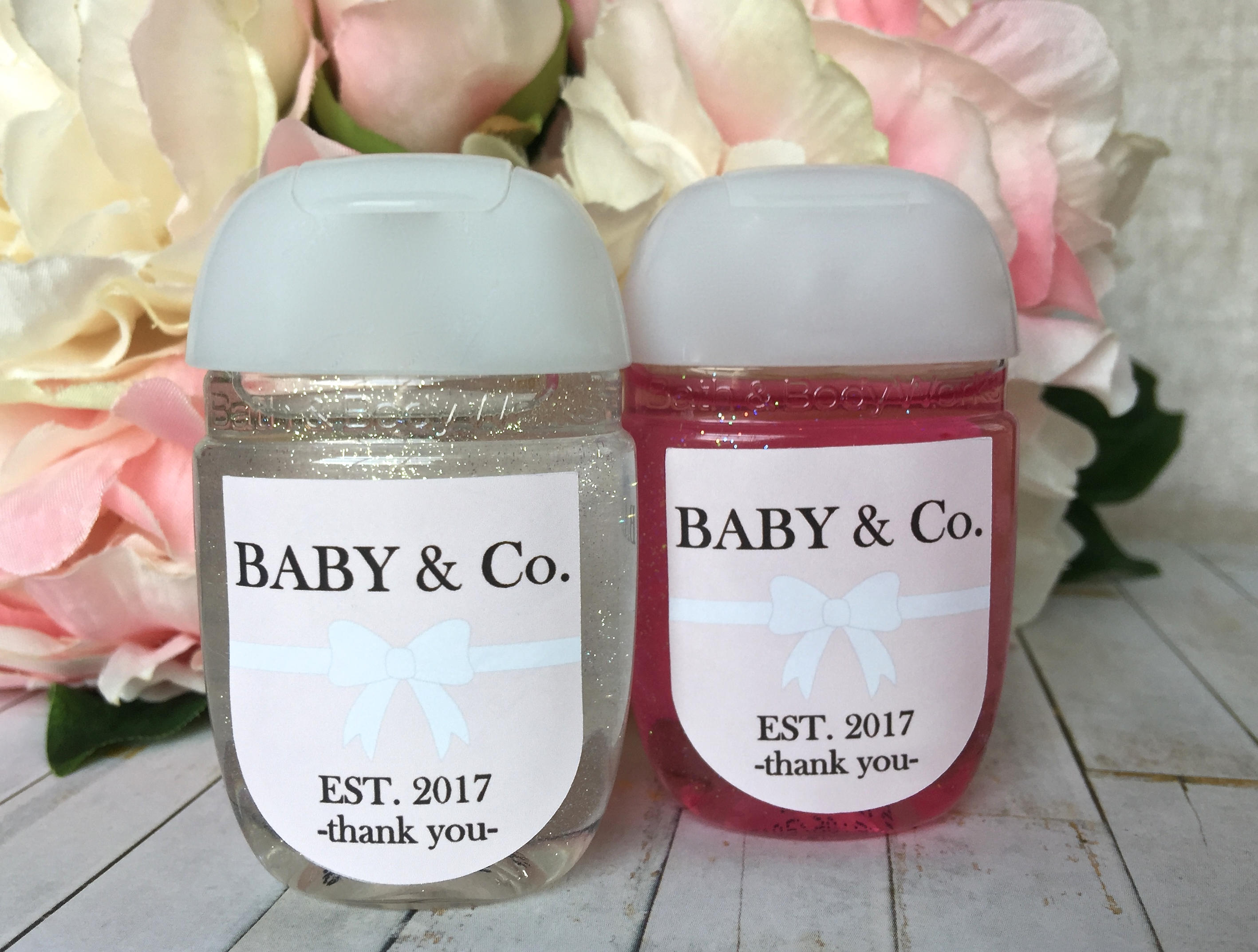 Blue Hot Air Balloon Baby Shower Hand Sanitizer Labels Printed Up Up and Away Hand Sanitizer Favor Stickers with 5 Size Options 0079-B
