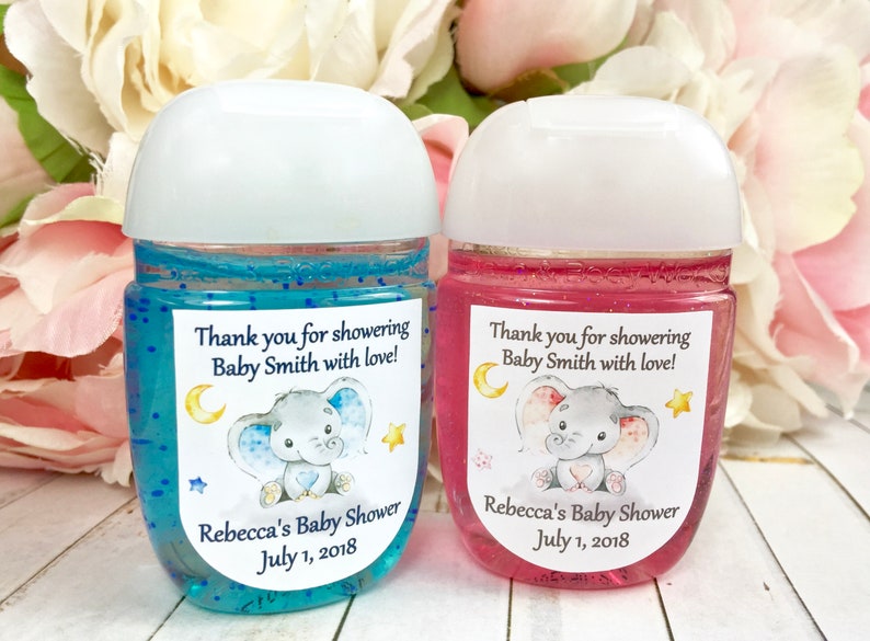 Elephant Baby Shower Favor Labels Hand Sanitizer Labels Hand Etsy