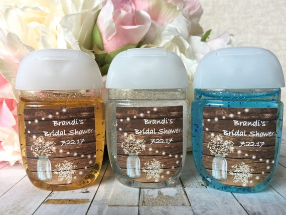 Rustic baby shower favor labels, Rustic bridal shower favor, hand sanitizer label, hand sanitizer favor label, Mason Jar, Baby's Breath Il_570xn