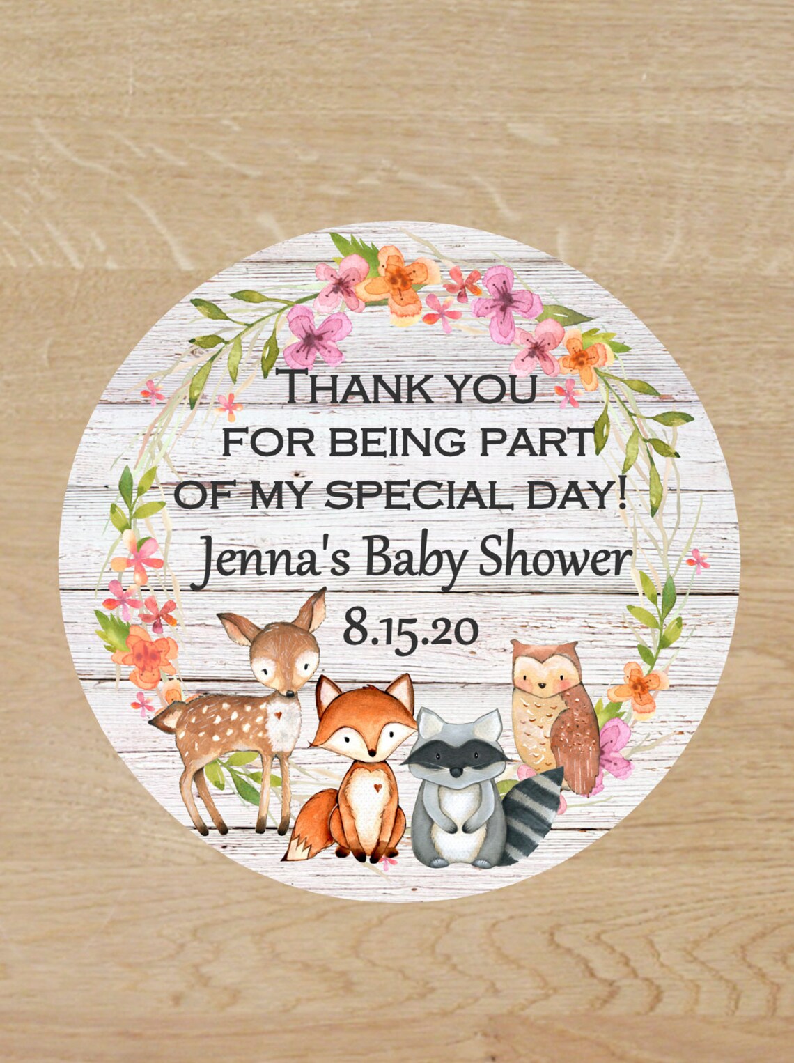 Woodland baby shower favor stickers Woodland thank you Etsy