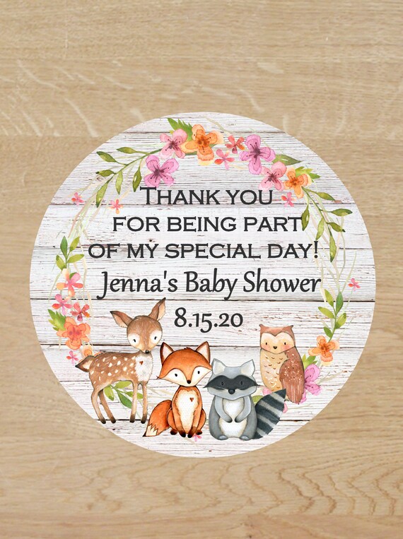Personalized Woodland Animal Baby Shower Party Favor Labels, Birthday Party Favors, 30 stickers per page, Many graphics to choose from, LABELS ONLY : Personalized Woodland Animal Baby Shower Party Favor Labels, Birthday Party Favors, 30 stickers per page, Many graphics to choose from, LABELS ONLY :