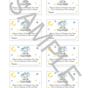 Elephant Diaper Raffle Ticket Printable, Diaper Raffle Download ...
