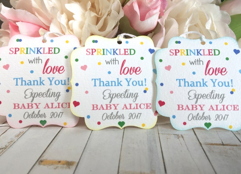 Sprinkled With Love Baby Shower Favor Tag Baby Sprinkle Thank Etsy