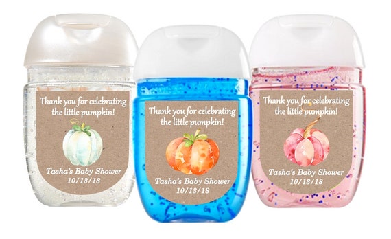Little pumpkin baby shower favor labels, little pumpkin first birthday favor labels, Fall baby shower labels, hand sanitizer labels Il_570xn