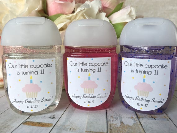 Cupcake Birthday party favor labels, Baby shower favor labels, hand sanitizer labels, hand sanitizer favor label, Cupcake party favor Il_570xn