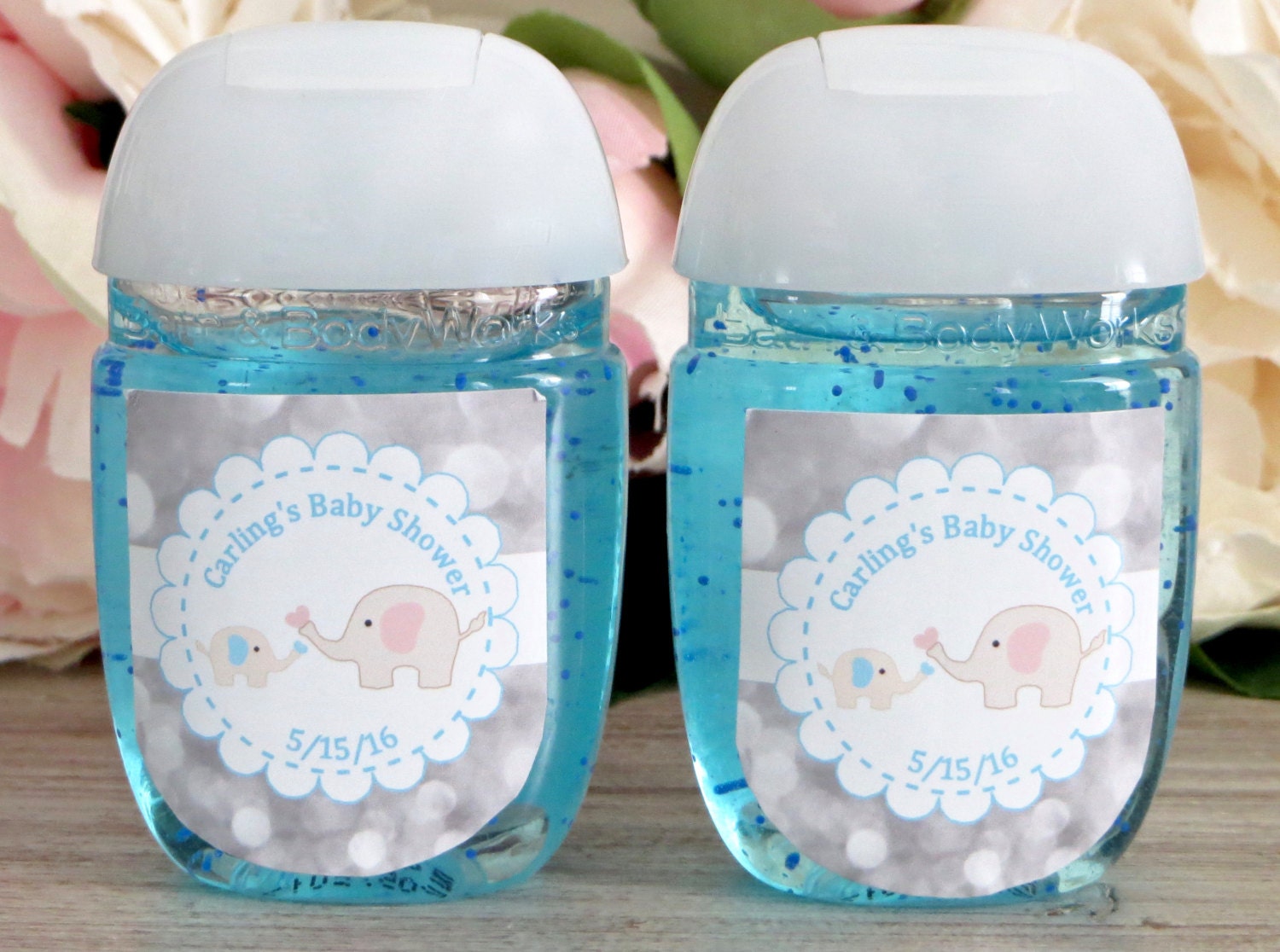 Elephant baby shower favor labels hand sanitizer favor label Etsy