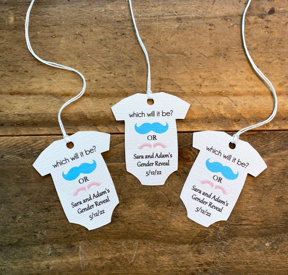 Gender reveal baby shower favor tag, Baby shower thank you tags, Gender