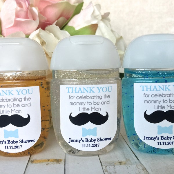 Little man baby shower favor label, Little man birthday party favor sticker, Hand sanitizer favor label, Hand sanitizer label, Mustache