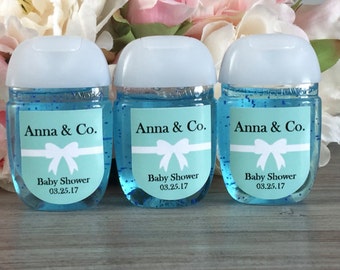 Étiquettes de désinfectant pour les mains, étiquettes de faveur de baby shower turquoise, autocollant de faveur de douche nuptiale, étiquette de faveur de désinfectant pour les mains, étiquette de faveur de bébé et co