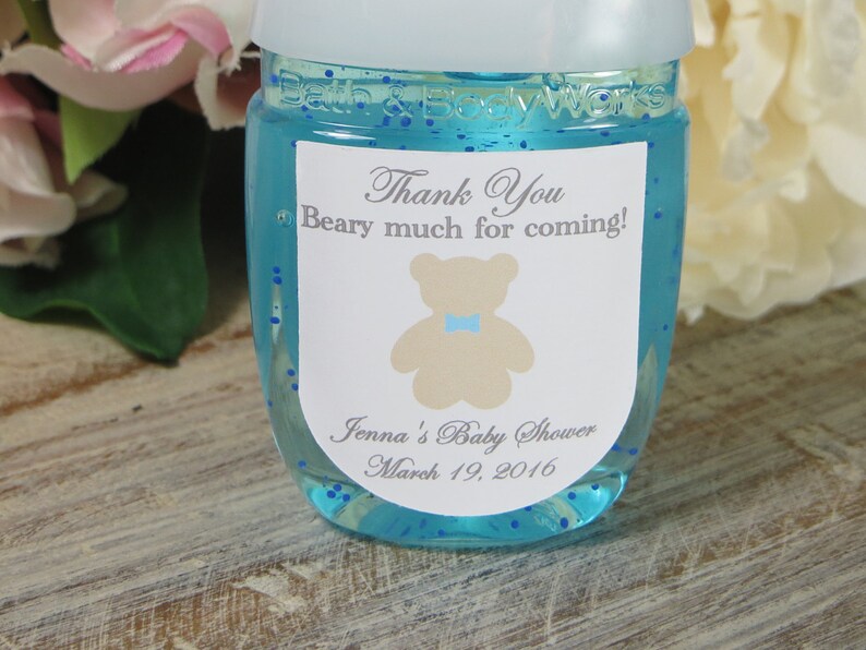Teddy bear baby shower labels hand sanitizer favor label Etsy