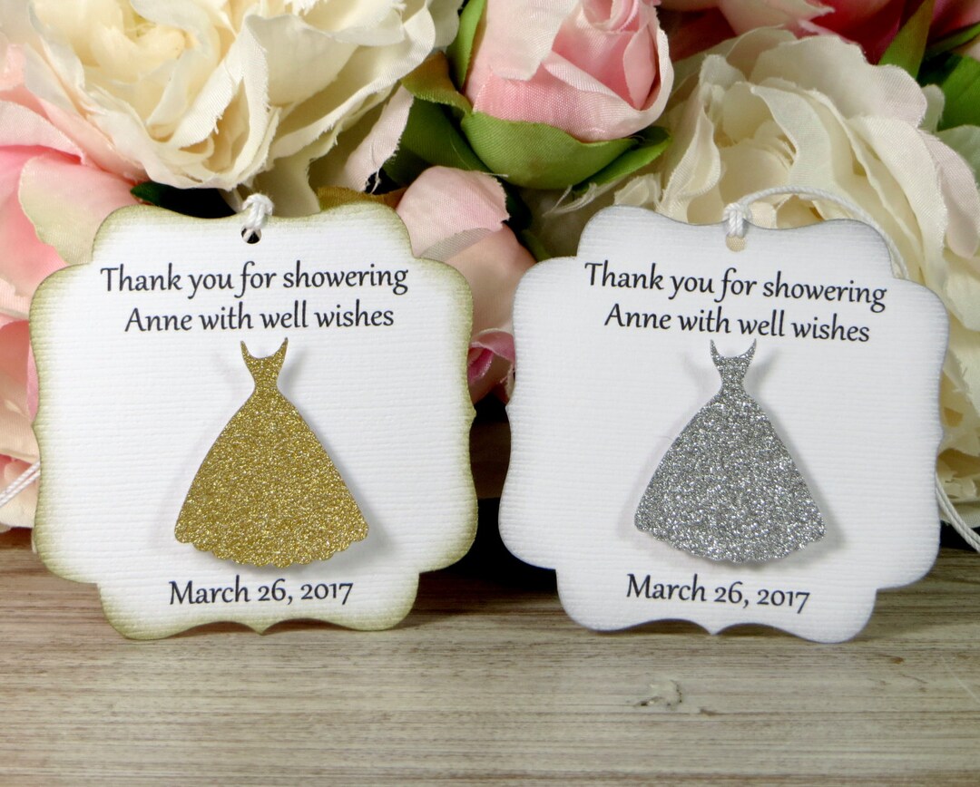 Silver Bridal Shower Favor Tags, Gold Bridal Shower Thank You Tag