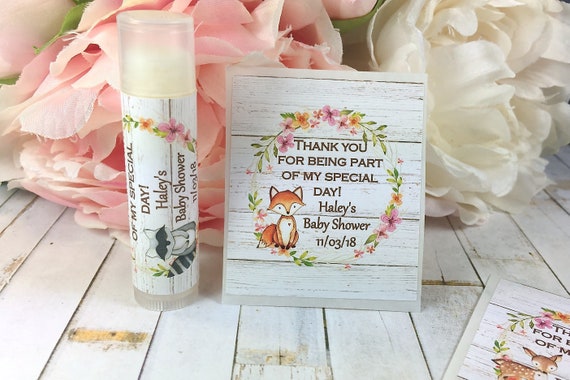 Woodland baby shower favor labels, Lip balm labels, lip balm favor labels, Baby animal baby shower favor label, Fox baby shower, Deer Il_570xn