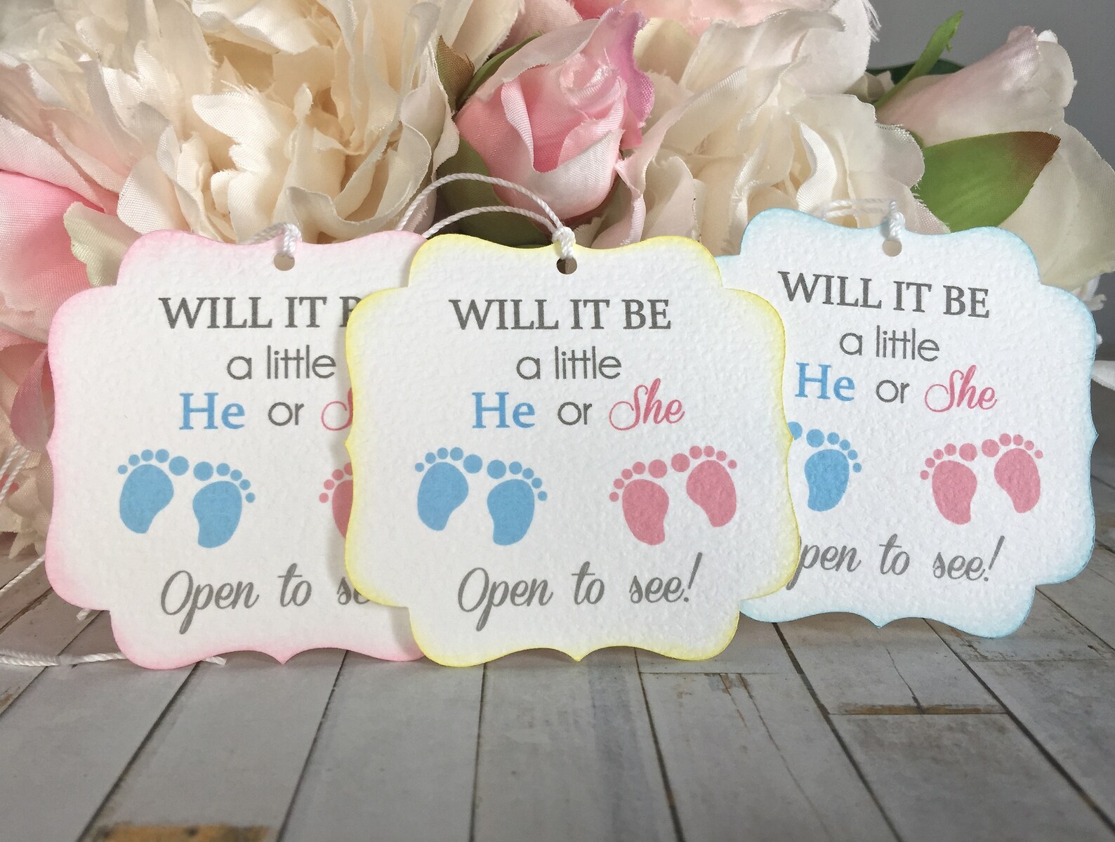 Gender reveal party favor tags gender reveal ideas Gender Etsy
