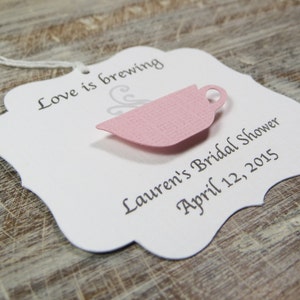 Bridal shower favor tags, Love is brewing wedding favor tags, tea party favor tags, tea cup favor thank you tags, coffee cup favors image 5