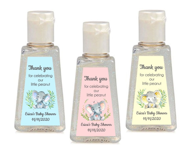 Pink Elephant Baby Shower Favor Labels Hand Sanitizer Labels Etsy