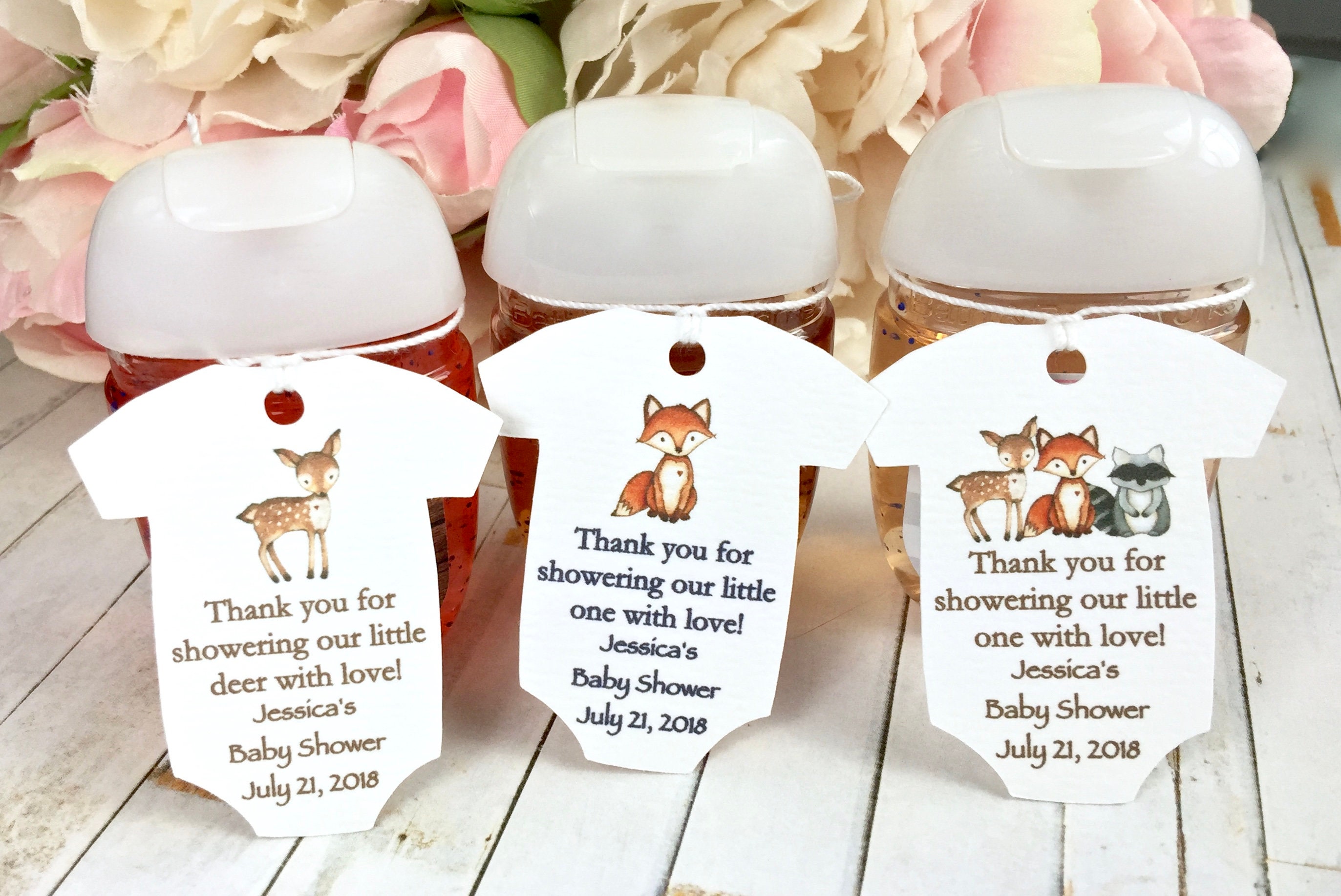 Woodland baby shower favor tag Onesie baby shower favor tag Etsy