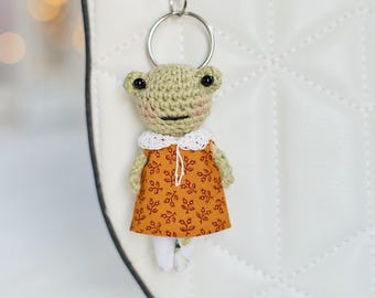 Miniature Frog Doll, Bag charm or key ring, small decoration