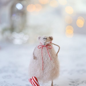 Valentine's Day stuffed mouse with a heart, knitted rat art doll, posable animal figurine, romantic birthday gift for her, thank you gift image 5