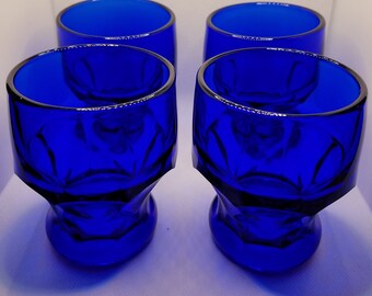Vintage Viking Cobalt Blue Georgian Tumblers- Set of 4