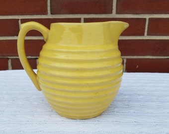 Cheery Yellow Ringware Pottery/Stoneware Pitcher