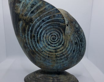 Vintage Bronze Nautilus Sculpture/Vase/Planter