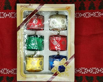 Vintage Pyramid Satin-Sheen Christmas Ornaments in Original Box