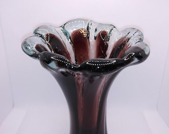 Hand Blown Cased Glass Trumpet Vase
