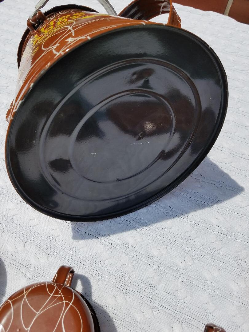 Coffee caddy  ビンテージ ケトル Vintage Brown Enamelware 