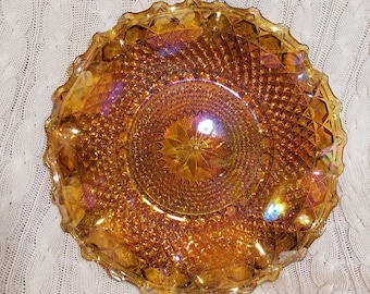 Vintage Indiana Glass Marigold Carnival Glass Platter/Shallow Bowl