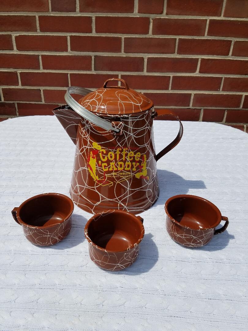 Coffee caddy  ビンテージ ケトル Vintage Brown Enamelware 