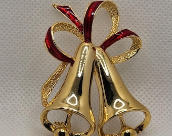 Vintage Gerry's Christmas Bells & Bow Brooch