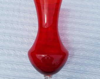 Tall Red Empoli Glass Vase
