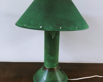 1980's Designer Copper Verdigris Table Lamp by Ron Rezek