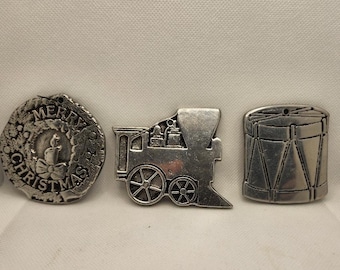 Set of 3 Vintage Wilton Co. Armetale Christmas Ornaments