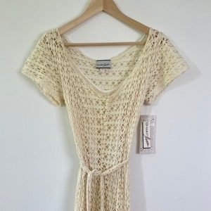 Vintage Cream Maxi Cutwork Dress with Scoop Neck and Cap Sleeves Breakin Loose Size 9/10 NWT Boho Dress image 1