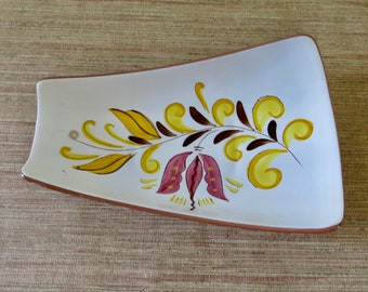 Vintage Stangl Pottery Provincial Ceramic Dish - Hand Painted and Footed Relish Tray