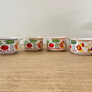 Vintage Soup Mugs Set of 4 Tomato Chicken Vegetable Mushroom Onion Pea Celery image 7