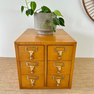 Vintage Gaylord Library Wood Card Catalog - Six Drawer