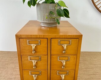 Vintage Gaylord Library Wood Card Catalog - Six Drawer