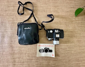 Vintage Minolta 110 Zoom SLR Film Camera with Original Case & Owner's Manual