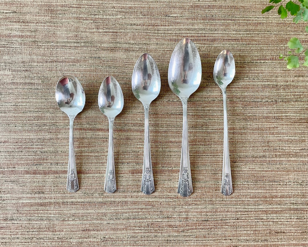 Vintage Wm A Rogers Sectional Oneida Ltd. Flatware Lido Pattern Silverplate Spoon Set 27 Pieces